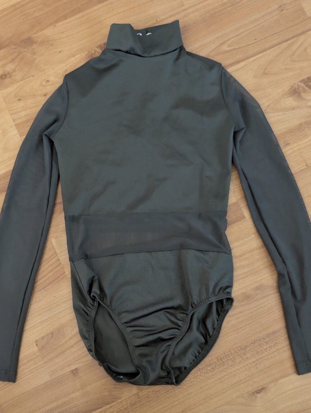 Weissman Olive Green Long Sleeve Bodysuit Leotard Available In IC MC